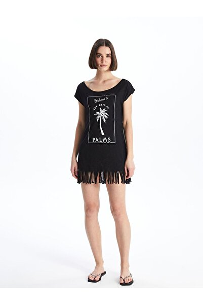 LC Waikiki Crew Neck Printed Short Sleeve Women's Beach Dress