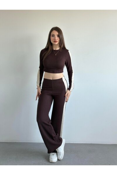 ALVOR Paneled Striped Knitwear Trouser Set