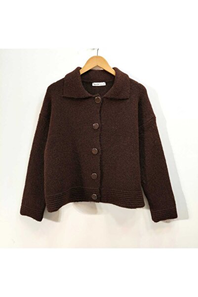 kikirik سترة نسائية من التريكو الناعم بأزرار وياقة بولا