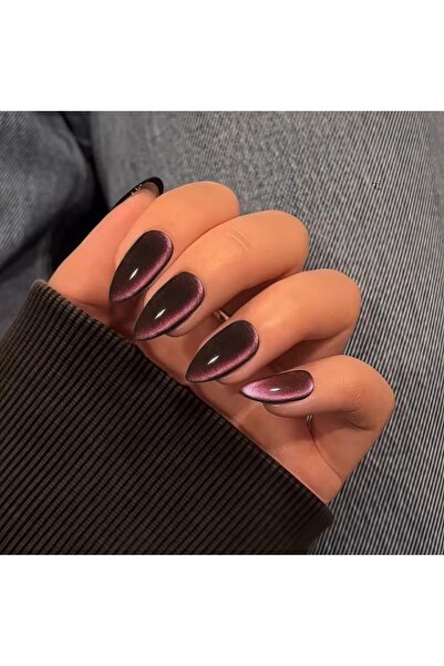 MİNA BEAUTY Kedi Gözü 12'li Takma Tırnak - Cat Eyes Yansımalı, Şık Ve Dayanık...