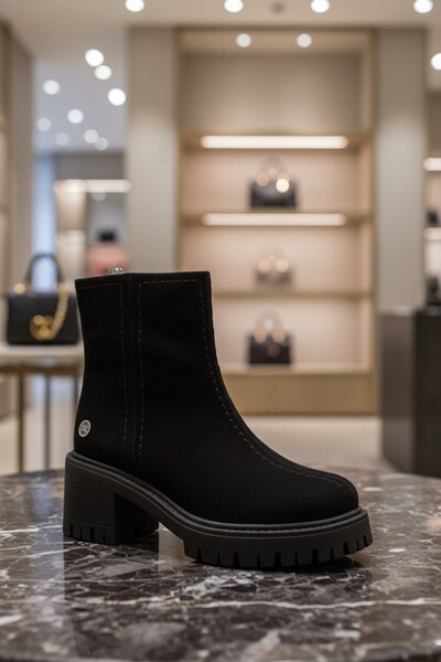 Mammamia D25KB-1860 Siyah Nubuk Deri Kadın Bot