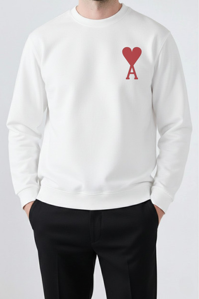 DRAGON STORE 'Ami' Baskılı A Kalite %100 Pamuk Kompak Penye Unisex Sweatshirt