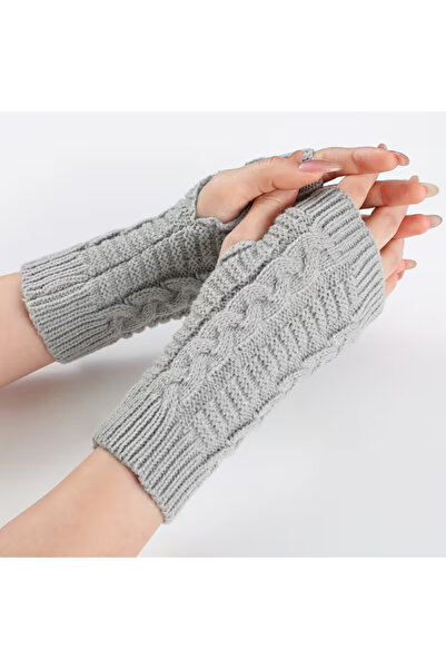 VELORA PRIVE UNISEX AKRİLİK KABLO ÖRGÜ MOTİFLİ EL-KOL ISITICI PARMAKSIZ YARIM...