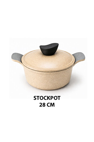Jewel 28cm Nonstick Stockpot – Beige & Grey Marble Granite Coating, Home & Fa...