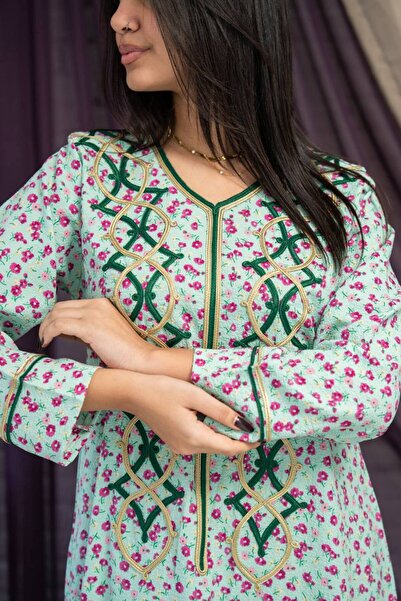 AFandina جلابية بنقشة زهور ناعمة