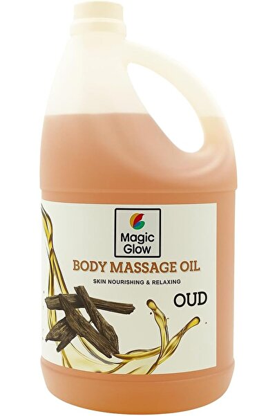 Magic Glow زيت تدليك الجسم، برائحة العود، مغذي ومرخي للبشرة، 3.78 لتر، للاستخ...