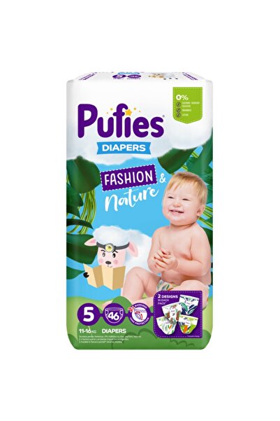 Pufies Set 2 x Scutece Fashion and Nature, Maxi Pack, 5 Junior, 11-16 kg, 46 buc