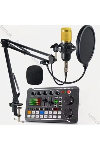 fortrek Live Platinium Set Efektli Ses Kartı Mikrofon Stand Kayıt Canlı Yayın...