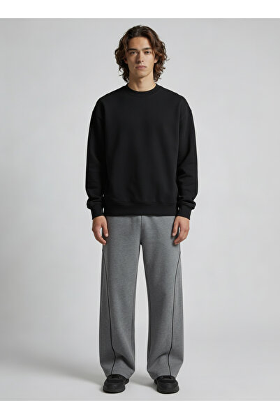 TKT Men's Smoked Piped Baggy Sweatpants with 2 Drawstrings, Comfortable Fit, Wide Legs