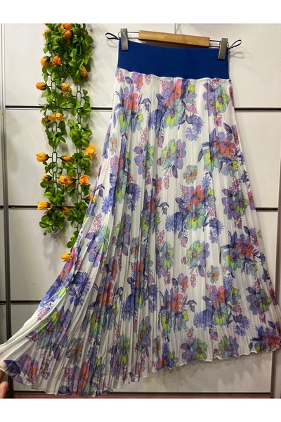 edu collection Floral Patterned Bell Skirt with Lining