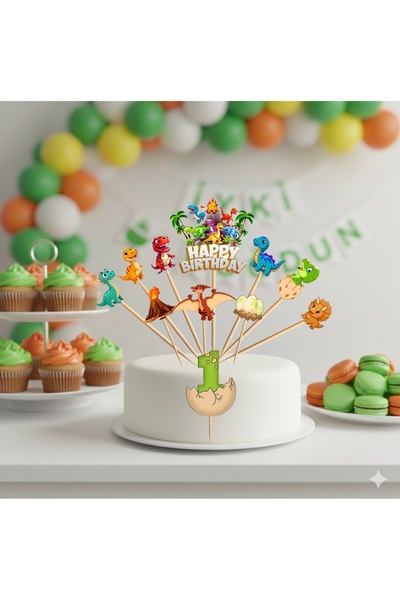 Ays Bridal Dinazor temalı pasta süsü kürdanı 1 yaş