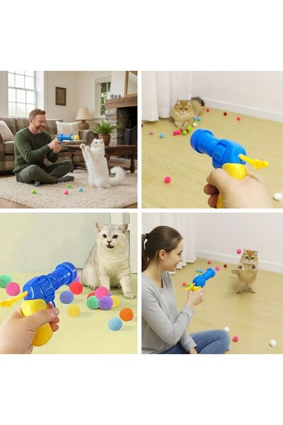 CT STONES 20 Colorful Plush Ball Cat Toy Guns – Cat Exercise and Play Tool (5446)