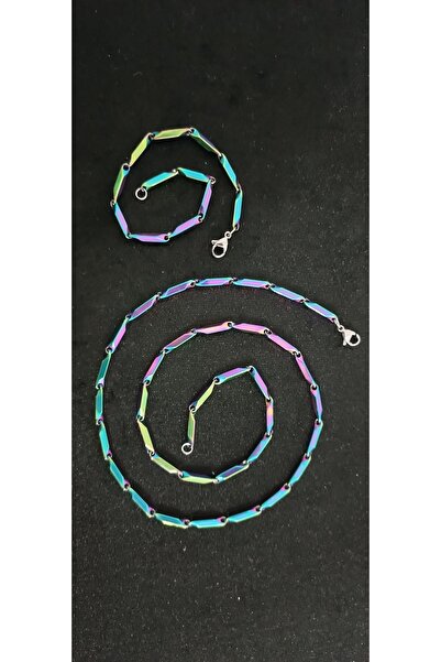 Shae Jewelry Paslanmaz Çelik Renkli Kibrit Zincir Erkek Set