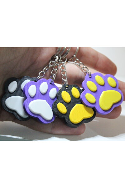 3DMakineSepeti مجموعة سلسلة مفاتيح ملونة مكونة من 4 قطع |   أقدام الحيوانات ا...