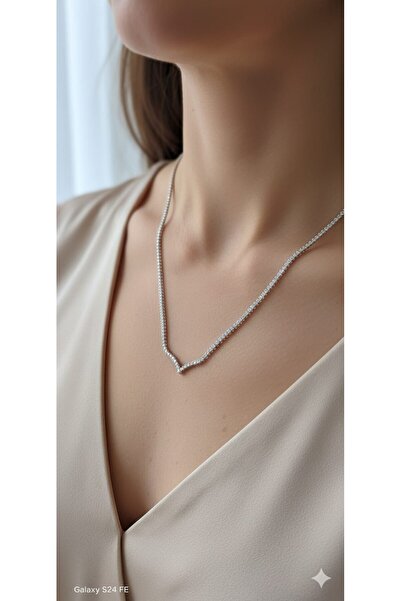 AKFECAN Zircon Stone Steel Silver Color Necklace