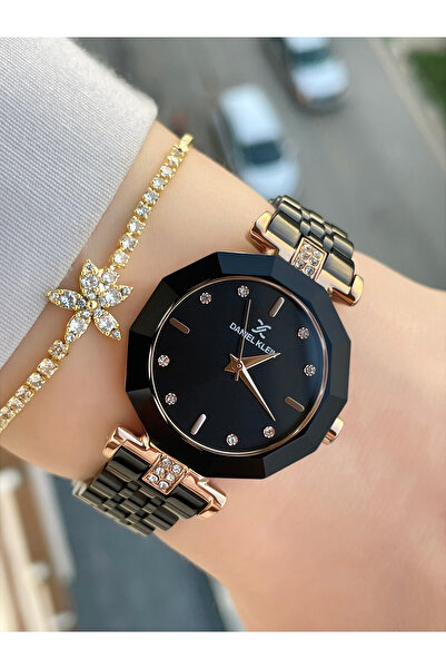 Daniel Klein Siyah Kristal Camlı Kadın Kol Saati Ve Bileklik