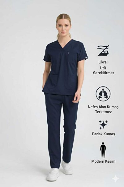 YILMAZ LACİVERT HEMŞİRE VE DOKTOR FORMASI LİKRALI-KIRIŞMAZ-NEFES ALAN KUMAŞ