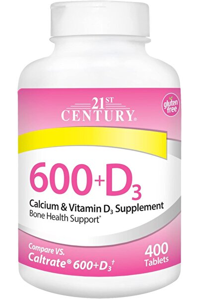 21st Century أقراص مكمل كالسيوم بلس دي، 600 ملغ، 400 قرص