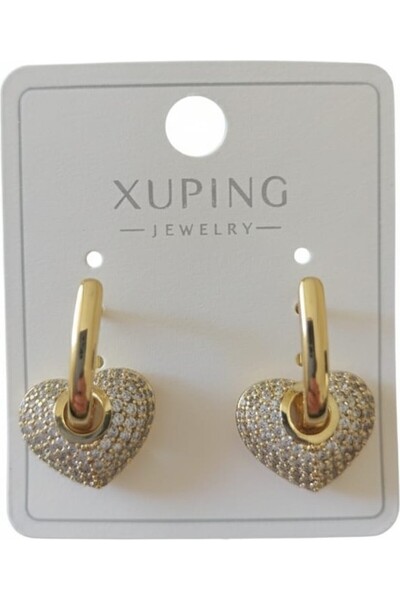 AKFECAN Steel Zircon Stone Heart Earrings