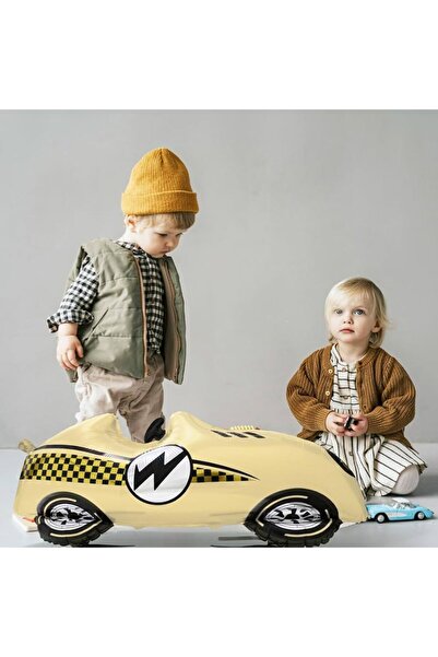 Partifabrik Retro Racing Car Foil Balloon Cream Color