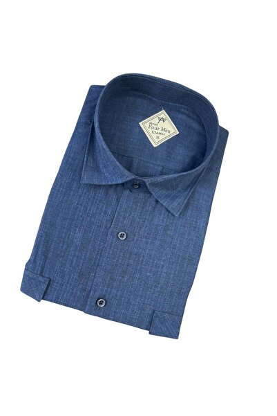 GÖMLEK GALERİSİ Classic Wide Cut Double Pocket Straight Long Sleeve Men's Shirt