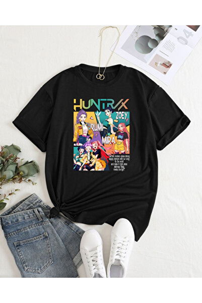barsdepo Kpop Demon Hunters Printed T-Shirt, Oversized Black Unisex T-Shirt Kids / Adult