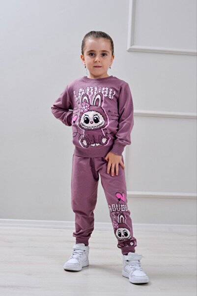 Yağmur Giyim طقم رياضي بناتي من PJK2İ بنمط لابوبو مكون من خيطين 100% قطن للأع...