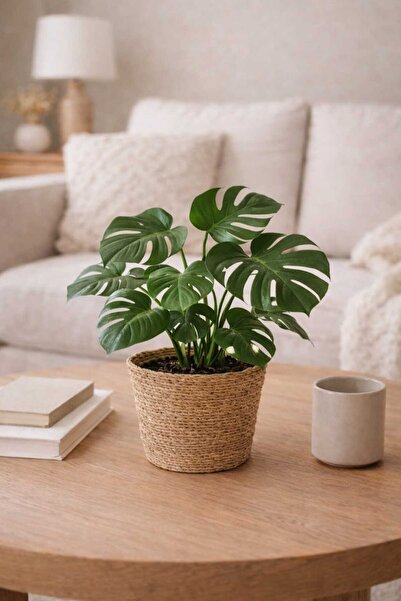 Dekorasyaa Yuvarlak Hasır Saksı Seti - Korumalı - Ev Dekorasyon - 19x15cm