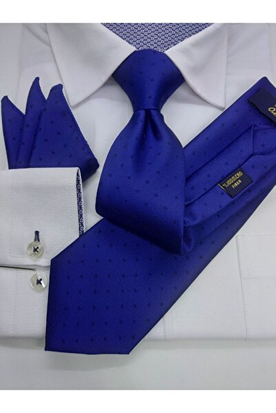 Gutiero Classic Tie with Blue Patterned Handkerchief