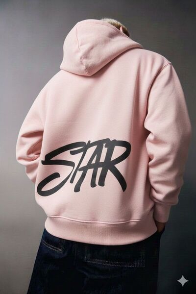 CLASSY.MODA Vurgulu Star Štampano Unisex Oversize kroj Sa kapuljačom Dukserica