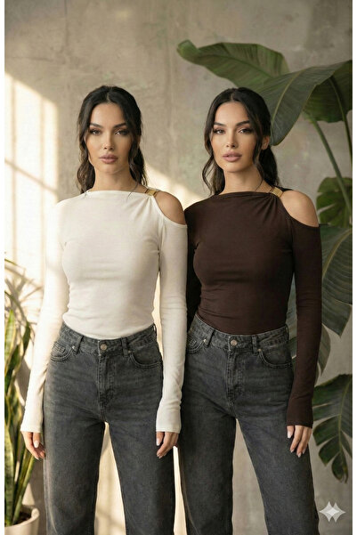 navesta Women's 2-Piece Blouse Women's Asymmetric Collar Buckle 2-Piece Blouse