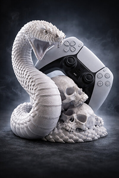 Figürcüm Yılan Figürlü PS5 DualSense Kontrol Standı | Kafatası Detaylı Dekora...
