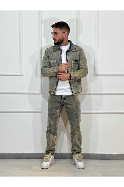 Urban Collection Men's pre-washed denim suit