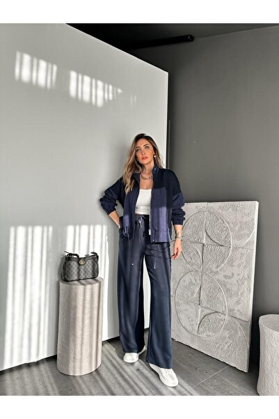 Zerrincan Giyim Lacivert Paraşüt Mix Fermuarlı Mont Takım