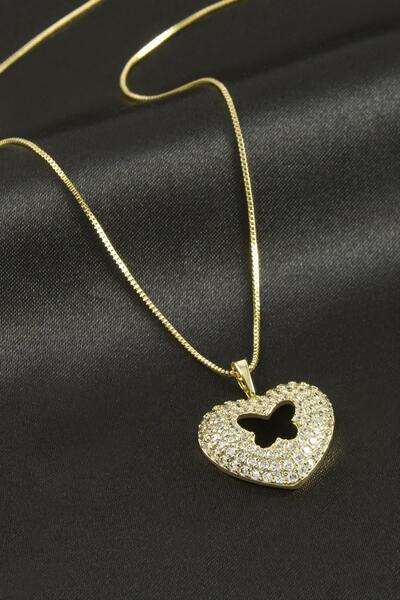 Angel Of Life Xuping Heart Butterfly Zircon Stone Luxury Steel Necklace