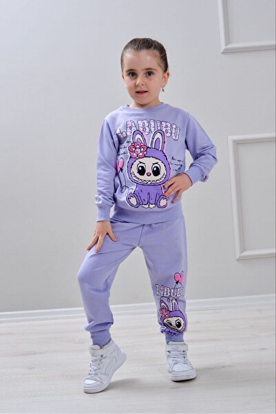 Yağmur Giyim طقم رياضي بناتي من PJK2İ بنمط لابوبو مكون من خيطين 100% قطن للأع...