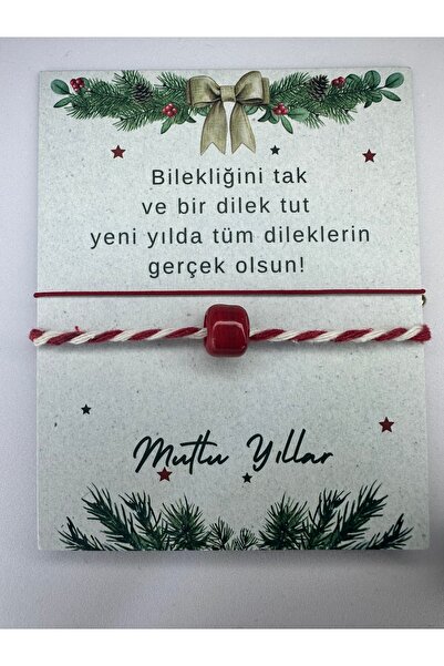 DeviM Marteniçka Şans ipi ikili yılbaşı hediyelik kırmızı ip bileklik seti