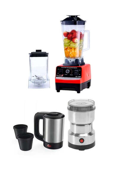 Generic Ultimate Kitchen Bundle: Multi-Function Blender with Mill, 500 ml Electric Kettle with 2 Cups, and P