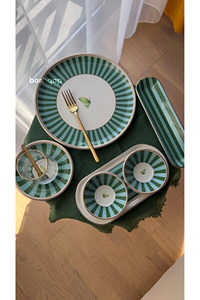 BOSHQAP Glore Butterfly 6 Kişilik 32 Parça Porselen Kahvaltı Seti