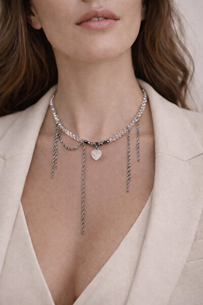 JİMNY JEWELRY LÚMERA Kalpli Kristal Kolye – 6 Renk Seçeneği