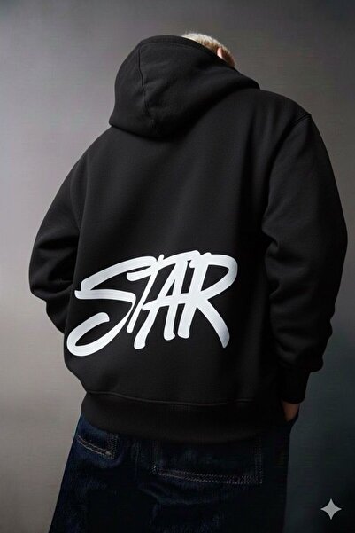 CLASSY.MODA Φούτερ Unisex oversized με κουκούλα της μάρκας Hover Star με τύπωμα