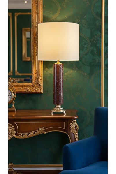 Montdekor EL YAPIMI MERMER TAŞLI BRONZ DESENLİ ABAJUR