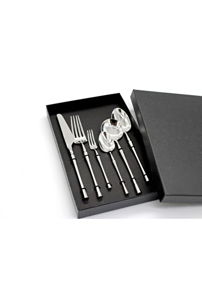 Mado Gallery Luxury Stainless Steel Cutlery Set of 6, Mirror Polished, Dishwasher Safe GiftBox Flatware silver