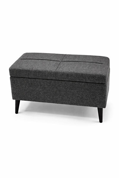 Emirhan mobilya Antrasit keten sandıklı puf 60x40 yükseklik 45cm