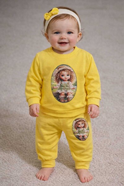 krm kerem bebe Prenses Baskılı Kız Bebek Takım