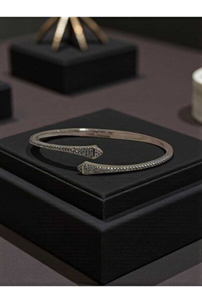 KUŞ TÜYÜ STORE Zirkon Taşlı Ayarlanabilir Kelepçe Bileklik - Şık ve Modern Ta...