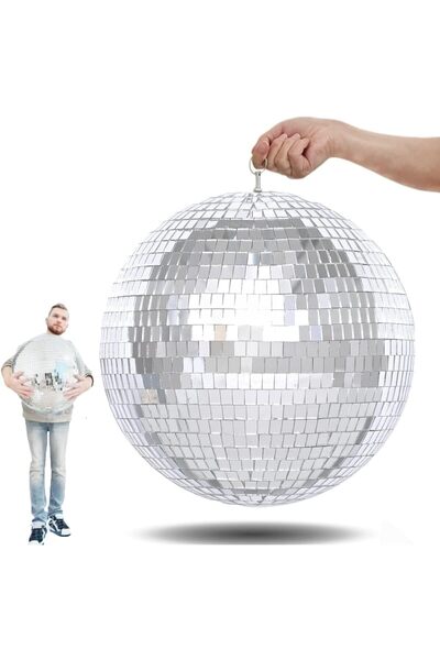 Mado Gallery كرة ديسكو عاكسة - زينة حفلات زجاجية عاكسة، حلقة تعليق، تأثير متلألئ، 50 سم