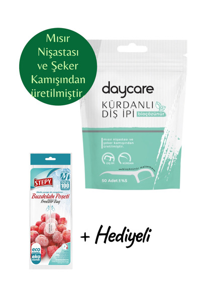 KMS HOME Daycare Bioçözünür Kürdanlı Diş İpi 50'li