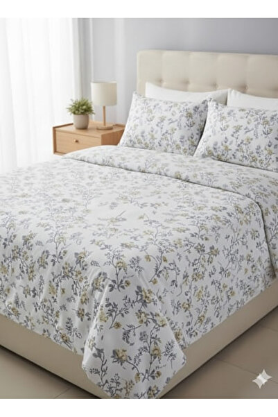 Alpateks Home طقم غطاء لحاف مزدوج من الفلانيل الشتوي ذو زهور رمادية مصنوع من ...