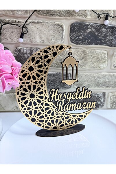 LAYLAEVENTS HOŞGELDİN RAMAZAN TEMALI AHŞAP PLEKSİ MASA ÜSTÜ DEKOR -25 cm